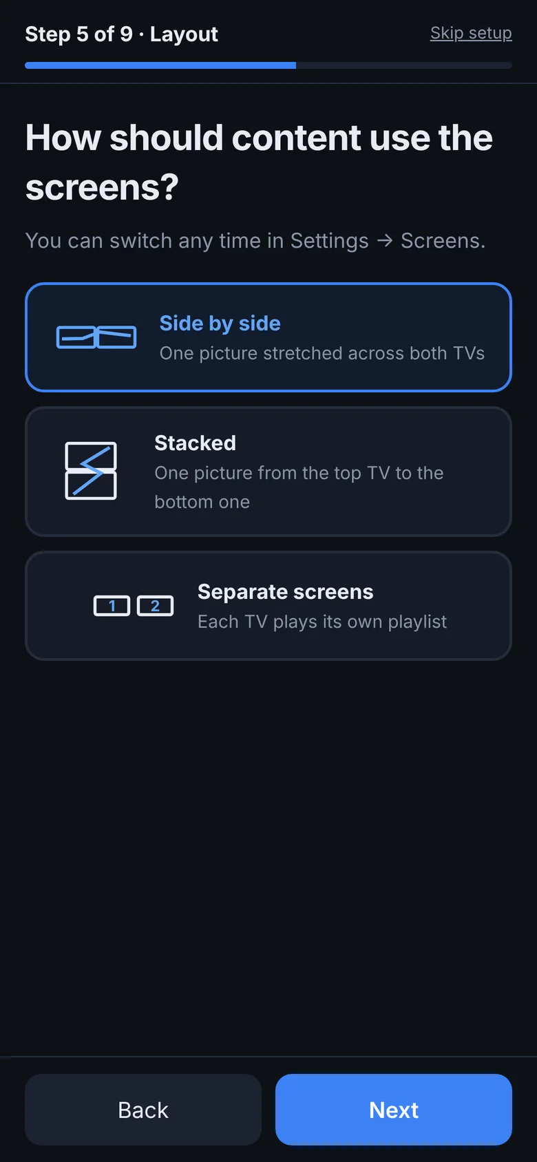 Setup wizard: choose a layout